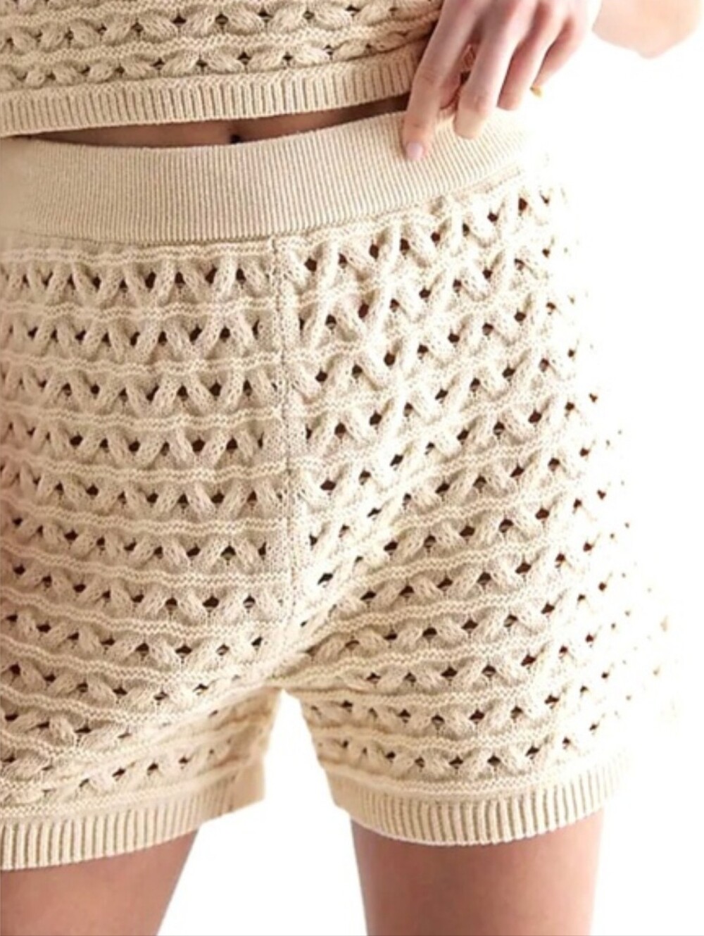 Express Cream High Waist Knit Shorts Size XL New